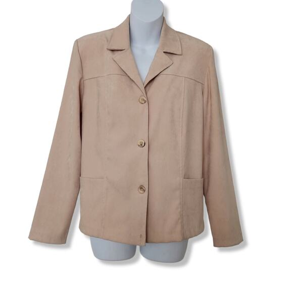 CLIO Women's Vintage Cream Faux Suede Blazer Jacket Size S - Picture 1 of 7